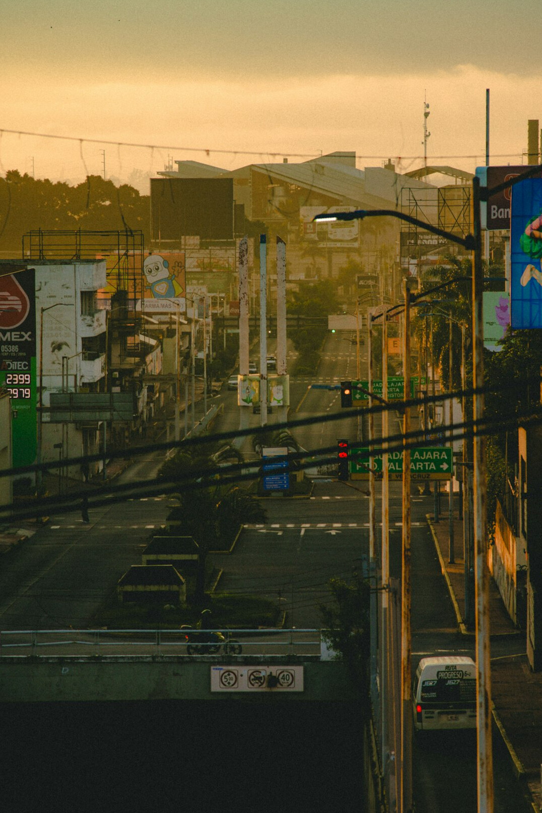 city street with billboards