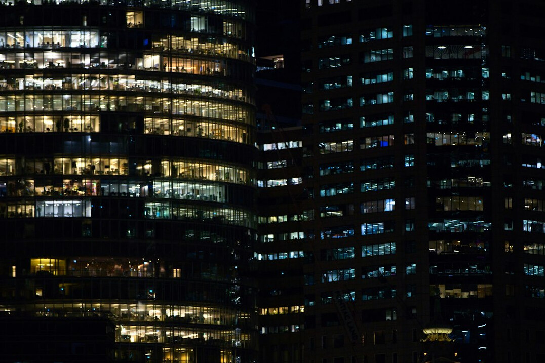 corporate building at night